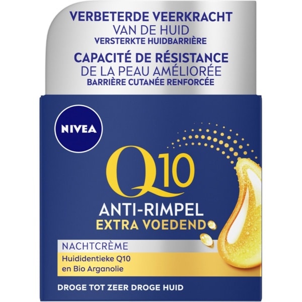 NIVEA Q10 Nachtcrème Extra voedend - Droge huid - Anti-rimpel crème - Creatine - 50 ml