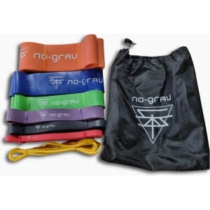 NO-GRAV Weerstandbanden complete set van 7 professionele Weerstandsbanden - Resistance Bands - Fitness Elastiek - Set van 7 banden - 7 verschillende Weerstanden - Calisthenics - Yoga - Crossfit - Powerlifting banden - Fitness - Met handige draagzak
