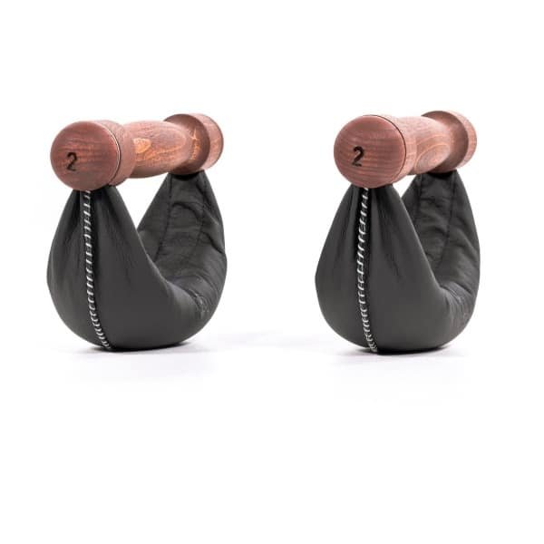 NOHRD Swing Dumbbells Club Sport 2kg - Echt Leren Gewichten met Notenhouten Handgrepen - Set voor Functionele Krachttraining