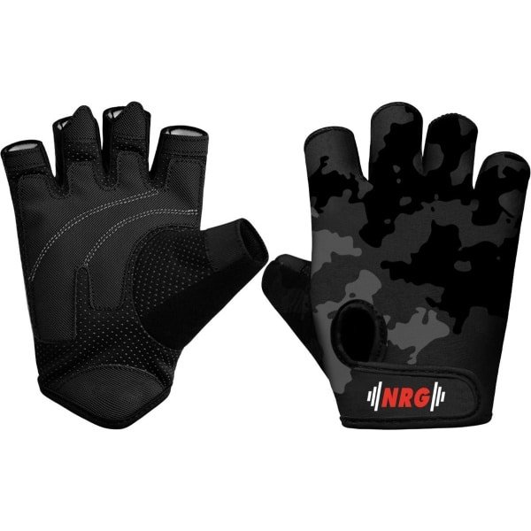 NRG Sport & Fitness Handschoenen Heren & Dames - Krachttraining & Crossfit - Camouflage Grijs & Zwart - Meer grip - Maat L