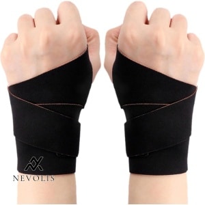 Nevolis Polsbandages 2 stuks voor peesontsteking linker- en rechterhanden mannen vrouwen dun ademend fitness krachttraining rijden zwart .