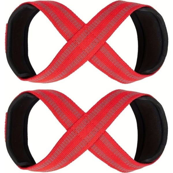 Nivard Wrist Wraps - Lifting Straps - Crossfit Grips - Polsband - Krachttraining - Fitness - Deadlift - 8 Vormig - Rood
