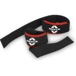 Nivia Gewichthefriem met polssteun voor sportschool, powerlifting, krachttraining voor mannen en vrouwen, stangbanden voor deadlifting, fitnessapparatuur voor training, met neopreen gevoerde stangriem (rood/zwart)