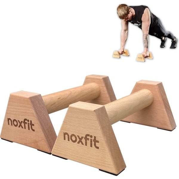 Noxfit® Parallettes - Opdruksteunen 25 CM - Push Up Bars 11 CM Hoog - Grips voor Calisthenics - Fitness - Turnen - Crossfit - Parallettes Hout
