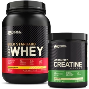 Optimum Nutrition Gold Standard 100% Whey Protein + Creatine Bundel - Banana Cream Proteine Poeder 900 gram (28 servings) + Creatine Monohydraat 317 gram (88 doseringen)