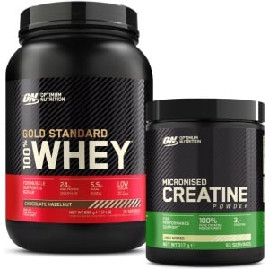 Optimum Nutrition Gold Standard 100% Whey Protein + Creatine Bundel - Chocolate Hazelnut Proteine Poeder 900 gram (28 servings) + Creatine Monohydraat 317 gram (88 doseringen)