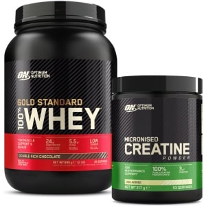 Optimum Nutrition Gold Standard 100% Whey Protein + Creatine Bundel - Double Rich Chocolate Proteine Poeder 900 gram (28 servings) + Creatine Monohydraat 317 gram (88 doseringen)