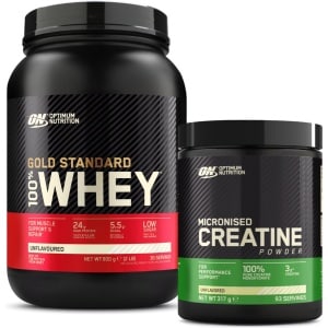 Optimum Nutrition Gold Standard 100% Whey Protein + Creatine Bundel - Unflavoured Proteine Poeder 900 gram (28 servings) + Creatine Monohydraat 317 gram (88 doseringen)