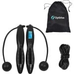 Optirise - Springtouw Volwassenen - 2-in-1 Draadloos - Springtouwen -Jump Rope - Springtouw met Teller - Springtouw Zonder Touw - Crossfit & Fitness - Speedrope - Workout - Afvallen & Afslanken - Fatburner