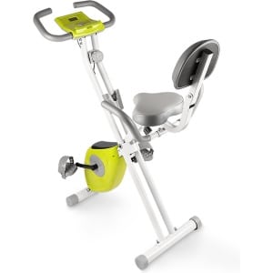 Opvouwbare hometrainer - X-bike met 8 niveaus magnetische weerstand - vliegwiel 2,5KG - multifunctioneel LCD-scherm - verstelbare zitting - tablethouder - groen en wit