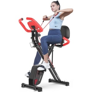 Opvouwbare hometrainer met 8 niveaus weerstand en rugsteunkussen