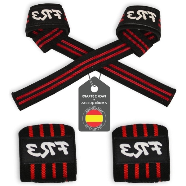 Polsbandages en riemen voor de sportschool - 2 stuks polsbandages en 2 riemen - geschikt voor alle soorten training en gewichtheffen crossfit