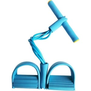 Premium Stevige Fitness Weerstandband Met Handvat En Voetsteunenen Blauw - Weerstandtubes - Workout - Yoga - Gymnastiek - Krachttraining - Thuistraining - Home workout - Home training