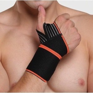 Pro Care Excellent Quality® Polsbrace - Universeel links of rechts - Fitness band - Crossfit - Powerlifting - Klachten Bescherming - Oranje/Zwart/Blauw