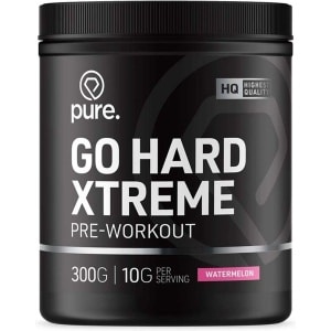 Pure. Go Hard Xtreme Pre-Workout - Beta Alanine - Taurine - Cafeïne - Citrulline - Suikervrij - Pre Workout Supplement, Krachttraining Energy Drink - Watermelon - 30 servings - 300g