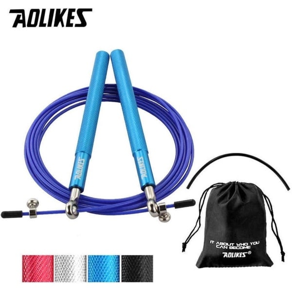 RVS Verstelbaar Professioneel Springtouw Blauw met Kogellagers - Speed Rope - Fitness Sport -Jump Rope - Conditie - Bootcamp - Crossfit, Boxing