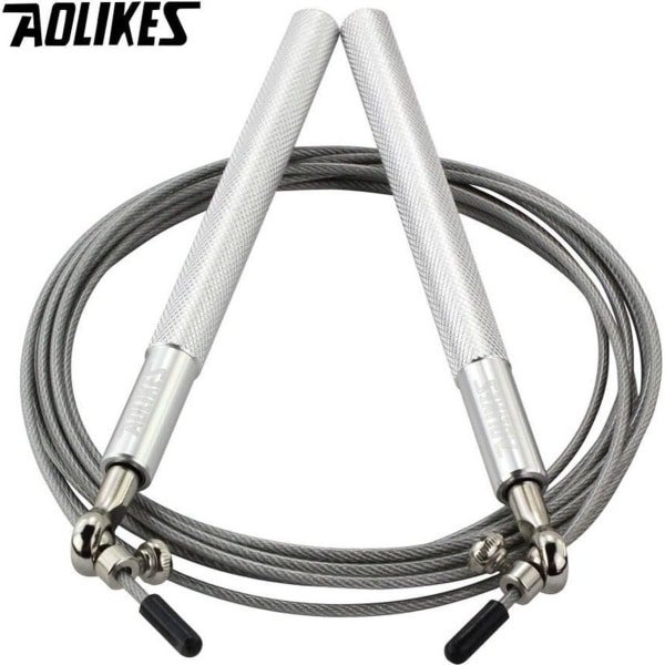 RVS Verstelbaar Professioneel Springtouw Zilver met Kogellagers - Speed Rope - Fitness Sport -Jump Rope - Conditie - Bootcamp - Crossfit, Boxing