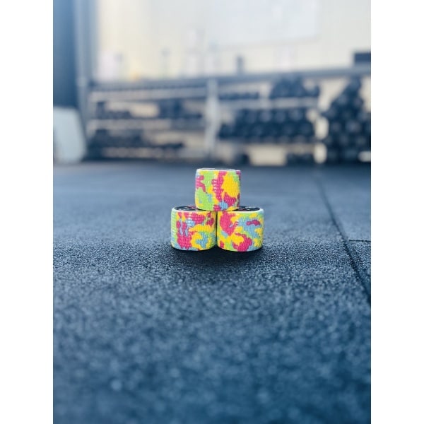 RXpursuit 3-Pack Happy Camo Premium Sticky Stretch Lifting Thumb Hookgrip Tape for Weightlifting, CrossFit, Powerlifting, Strength Training. Athletic Sport Tape