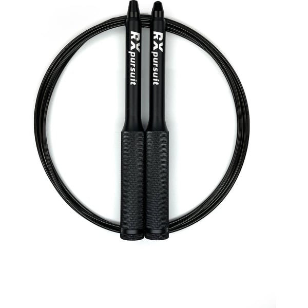 RXpursuit Speedrope Springtouw - Weighted Eagle Pro Line voor CrossFit - Perfect voor Double Unders en Single Unders - Super Snelle Lagers - Aluminium Handvaten met Extra Grip - Zwart-Zwart