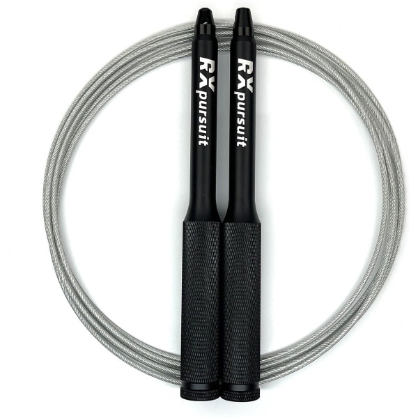 RXpursuit Speedrope Springtouw - Weighted Eagle Pro Line voor CrossFit - Perfect voor Double Unders en Single Unders - Super Snelle Lagers - Aluminium Handvaten met Extra Grip - Zwart-Zilver