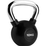 RYZOR Kettlebell van 10 kg - Voor crossfit - Bootcamp gewichten - Gewichten - Kogelhalter - Fitness gewichten - Kettlebell gewicht - Kettlebells 10 kg - Kettlebell voor binnen en buiten - Halters en gewichten - Rubber en staal - Zwart en zilver