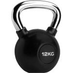 RYZOR Kettlebell van 12 kg - Kettlebell voor crossfit - Bootcamp gewichten - Gewichten - Kogelhalter - Fitness gewichten - Kettlebell gewicht - Kettlebells 12 kg - Kettlebell voor binnen en buiten - Halters en gewichten - Zwart en zilver