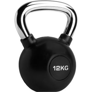 RYZOR Kettlebell van 12 kg - Kettlebell voor crossfit - Bootcamp gewichten - Gewichten - Kogelhalter - Fitness gewichten - Kettlebell gewicht - Kettlebells 12 kg - Kettlebell voor binnen en buiten - Halters en gewichten - Zwart en zilver