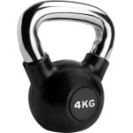 RYZOR Kettlebell van 4 kg - Kettlebell voor crossfit - Bootcamp gewichten - Gewichten - Kogelhalter - Fitness gewichten - Kettlebell gewicht - Kettlebells 4 kg - Kettlebell voor binnen en buiten - Halters en gewichten - Zwart en zilver