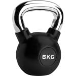 RYZOR Kettlebell van 6 kg - Kettlebell voor crossfit - Bootcamp gewichten - Gewichten - Kogelhalter - Fitness gewichten - Kettlebell gewicht - Kettlebells 6 kg - Voor binnen en buiten - Halters en gewichten - Rubber en staal - Zwart en zilver