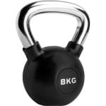 RYZOR Kettlebell van 8 kg - Kettlebell voor crossfit - Bootcamp gewichten - Gewichten - Kogelhalter - Fitness gewichten - Kettlebell gewicht - Kettlebells 8 kg - Voor binnen en buiten - Halters en gewichten - Rubber en staal - Zwart en zilver