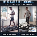 Revolutionaire 2-in-1 Loopband & Werkstation: Stil & Compact Ontwerp voor Thuis met Bluetooth en Draadloze Bediening - Inclusief App voor Interactieve Workouts, Zwart Aluminium, Direct Gebruiksklaar