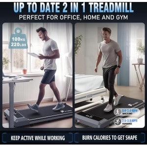 Revolutionaire 2-in-1 Loopband & Werkstation: Stil & Compact Ontwerp voor Thuis met Bluetooth en Draadloze Bediening - Inclusief App voor Interactieve Workouts, Zwart Aluminium, Direct Gebruiksklaar