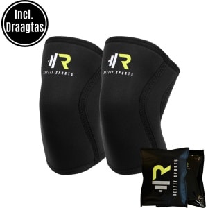 ReyFit Sports 2 Stuks Premium Knie Brace voor Fitness, CrossFit & Sporten - Knieband - Braces - 7 mm - Zwart- Maat XL