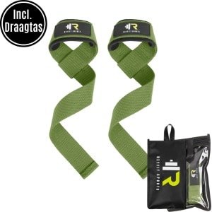 ReyFit Sports 2x Lifting Straps - Krachttraining - Fitness Accessoires - Powerlifting Straps - Anti Slip met Padding - Deadlift Straps - Fitness & Crossfit - Inclusief Draagtas - Groen