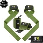 ReyFit Sports 2x Wrist wraps & 2x Lifting Straps Bundel | Fitness | Fitness Accessoires | Crosfitt | Krachttraining | Groen