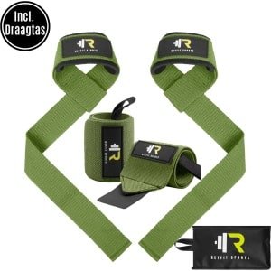 ReyFit Sports 2x Wrist wraps & 2x Lifting Straps Bundel | Fitness | Fitness Accessoires | Crosfitt | Krachttraining | Groen