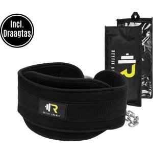 ReyFit Sports Dip Belt - Fitness accessoires - Dip Riem/Gordel - Weight Belt - Crossfit & Calisthenics - Zwart - Inclusief Draagtas