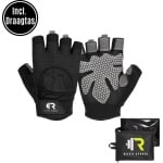 ReyFit Sports Fitness Handschoenen - Fitness Gloves - CrossFit & Powerlifting - Fitness Accessoires - Krachttraining Artikelen - Inclusief Draagtas - Grijs - L