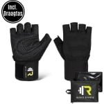 ReyFit Sports Fitness Handschoenen Heren & Dames - Fitness Gloves - CrossFit & Powerlifting - Fitness Accessoires - Krachttraining Artikelen - Inclusief Draagtas - Zwart- XL