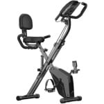 Rustive Hometrainer - Fitness - Home Gym - Opvouwbare Fiets - 8 Weerstanden - Met Hartslagsensoren - Indoor Cycling - Wit