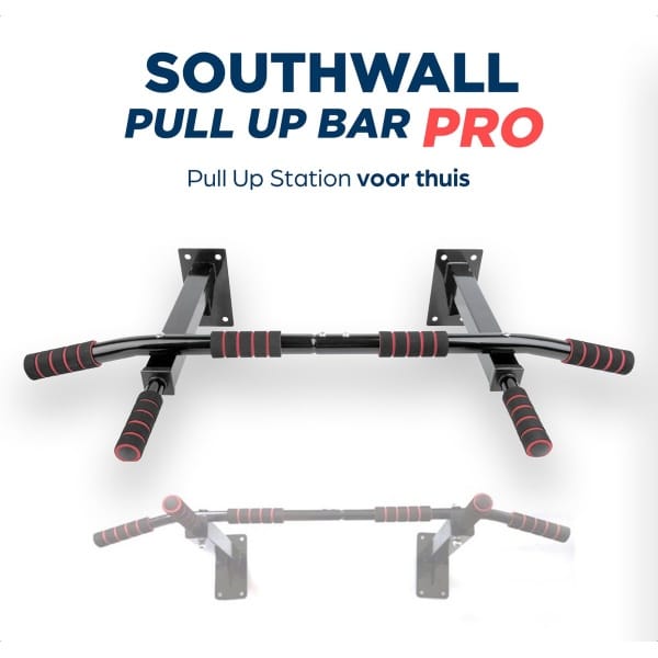 SOUTHWALL Pull Up Bar PRO - Optrekstang Wandmontage - Pull Up Station voor Thuis Sporten - Optrekstang Muurmontage - Chin Up Bar - Pull Up Rack - Fitness - Krachttraining - Zwart