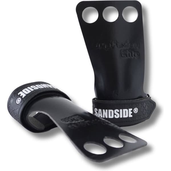 Sandside CrossFit Grips Elite 2.0 - Sticky Hand Grips - No Chalk - Fitness Handschoenen - 3 Hole Hand Grips - Pure Black L/XL