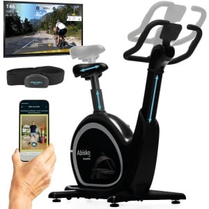 Skandika Abisko Ergometer - Hometrainer - Wereldprimeur - Premium EMS weerstand, slimme hometrainer app controle, automatische stuur- en zadelverstelling, 36 weerstandsniveaus, bluetooth, computer display - 106 x 57.5 x 123 cm (LxBxH) - zwart