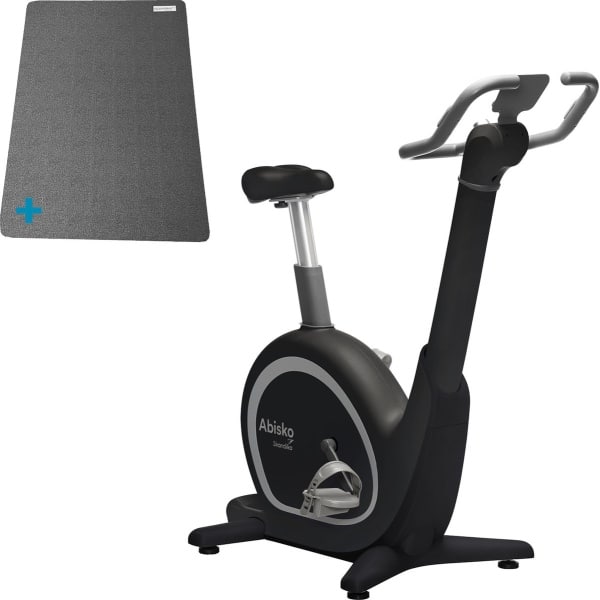 Skandika Abisko Ergometer SET - Hometrainer - Ergometer (106l x 57.5b x 123h cm) + Mat (60 x 120 cm) - Premium EMS weerstand, slimme app controle, automatische stuur- en zadelverstelling, 36 weerstandsniveaus, bluetooth, computer display - zwart