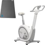 Skandika Abisko Ergometer SET - Hometrainer - Ergometer (106l x 57.5b x 123hcm) + Mat (60 x 120cm) - Wereldprimeur - Premium EMS weerstand, slimme app controle, stuur- en zadelverstelling, 36 weerstandsniveaus, bluetooth, computer display - wit