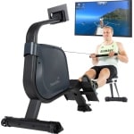 Skandika Njord Roeimachine - Roeitrainers - Roeimachine inklapbaar - Roeiapparaat - Roeimachine fitness met 16 stappen, opvouwbaar, 8 kg vliegwielsysteem, max. 180 kg, lange loopband, Kinomap, Bluetooth - Home fitness apparatuur - grijs