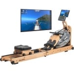 Skandika Nytta Water Roeimachine - Roeitrainers - Houten roeimachine - Inklapbare roeiapparaat - 45° tank - Roeitrainer fitness voor thuis, met waterweerstand, opvouwbaar - Kinomap App Compatible - Max. Gebruikersgewicht 150 kg. - beukenhout