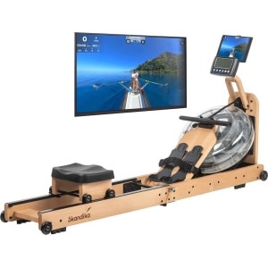 Skandika Nytta Water Roeimachine - Roeitrainers - Houten roeimachine - Inklapbare roeiapparaat - 45° tank - Roeitrainer fitness voor thuis, met waterweerstand, opvouwbaar - Kinomap App Compatible - Max. Gebruikersgewicht 150 kg. - beukenhout
