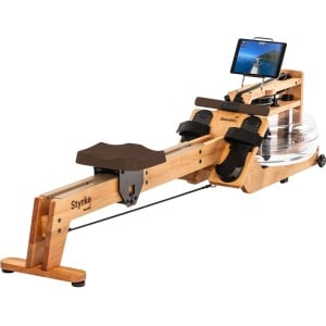 Skandika Styrke Premium Kersenhout Roeitrainer - Roeitrainers - Roeiapparaat Fitness - Houten waterroeier & regelbare waterweerstand, waterroeiapparaat voor thuis, gebruiker 200 cm/180 kg - 211x54x68 cm (LxBxH) - Made in Germany - naturel/bruin