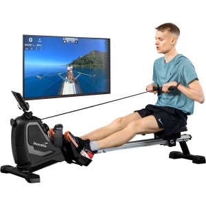 Skandika Venn Roeimachine - Roeitrainers - Home roeiapparaat fitness - Tablet houder, roeier met multifunctionele computer, 8 weerstandsniveaus instelbaar, onderhoudsarm - Fitnessapparaten - grijs